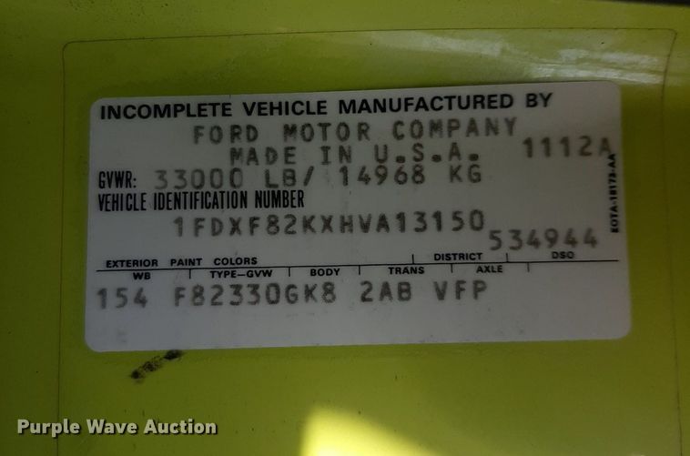 image for item NV9192 1987 Ford F700 dump truck