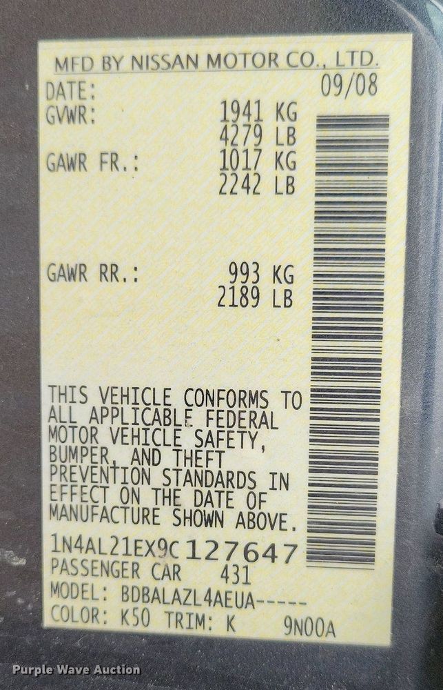 image for item DI3067 2009 Nissan Altima 