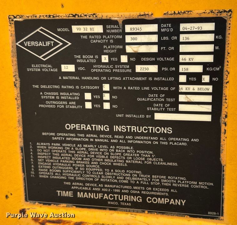 image for item DK6574 1993 Chevrolet C3500 utility bed pickup truck