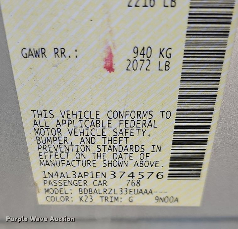 image for item DM1508 2014 Nissan Altima S 