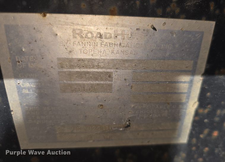 image for item DM1664 1994 Fannin Fabrication  Road Hog equipment trailer