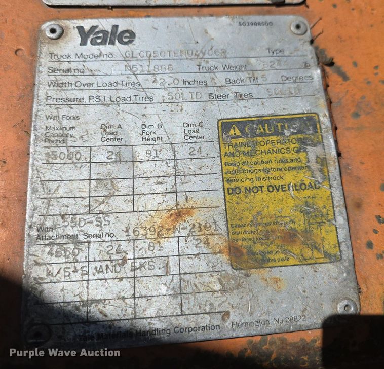 image for item DM1667 Yale GLC050TENUAV062 forklift