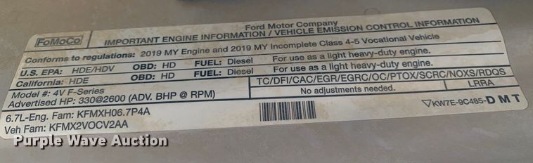 image for item DM7822 2019 Ford F550 Super Duty truck cab and chassis