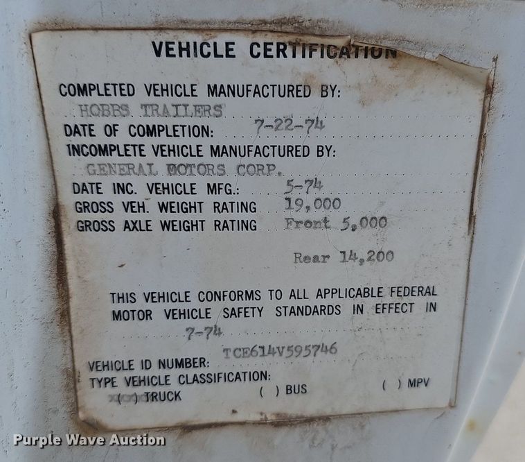 image for item DP0847 1974 GMC 6000 dump truck