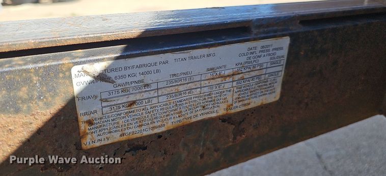 image for item DP0888 2012 Titan CT9538 tilt deck utility trailer