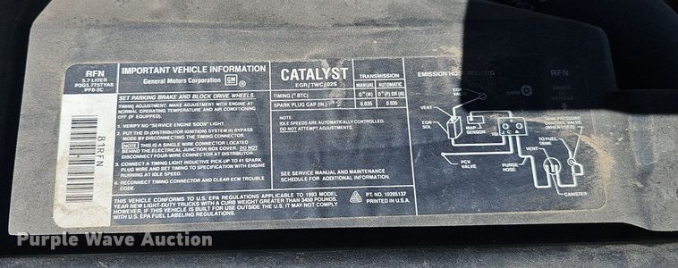 image for item DP0893 1993 Chevrolet Silverado 1500 pickup truck