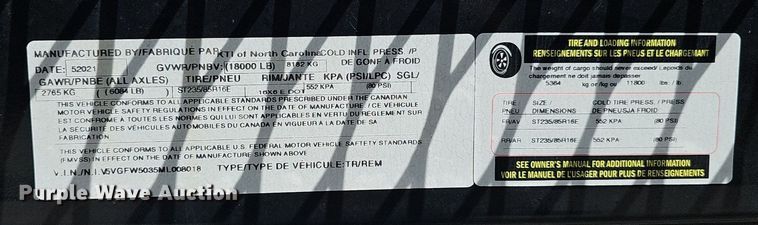 image for item DP0894 2021 Kaufman car carrier trailer