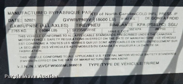 image for item DP0894 2021 Kaufman car carrier trailer