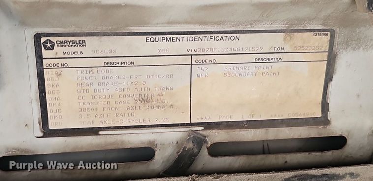 image for item DP0895 1998 Dodge Ram 1500 Laramie SLT Quad Cab pickup truck