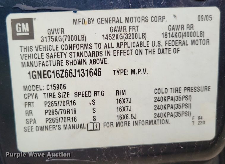 image for item DP1454 2006 Chevrolet Suburban SUV