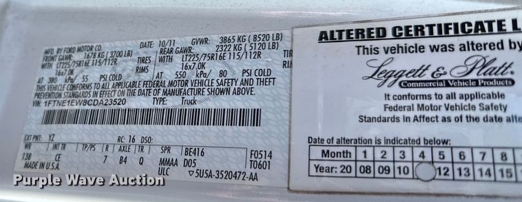 image for item DQ0831 2012 Ford  E150 van