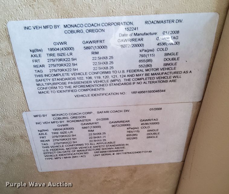 image for item DQ6107 2009 Safari  Cheetah RV