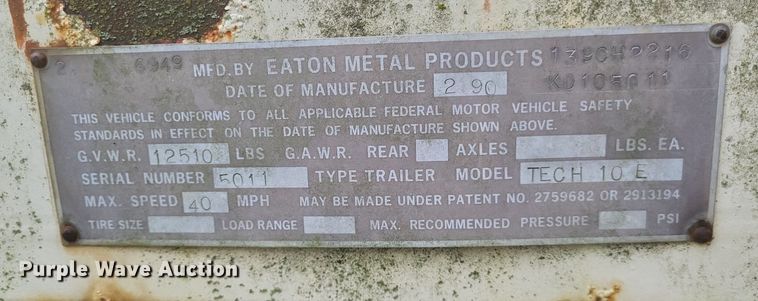 image for item DR4772 1990 Eaton Metal Products TECH 10E reel trailer