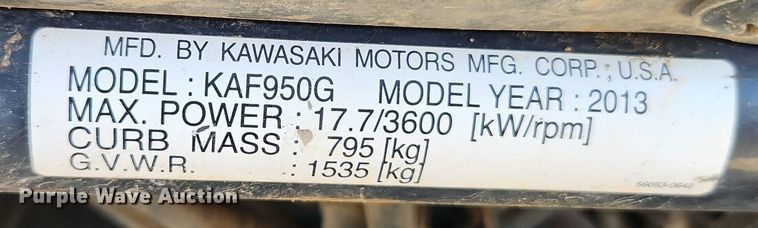 image for item DR8596 2013 Kawasaki  Mule 4010 utility vehicle