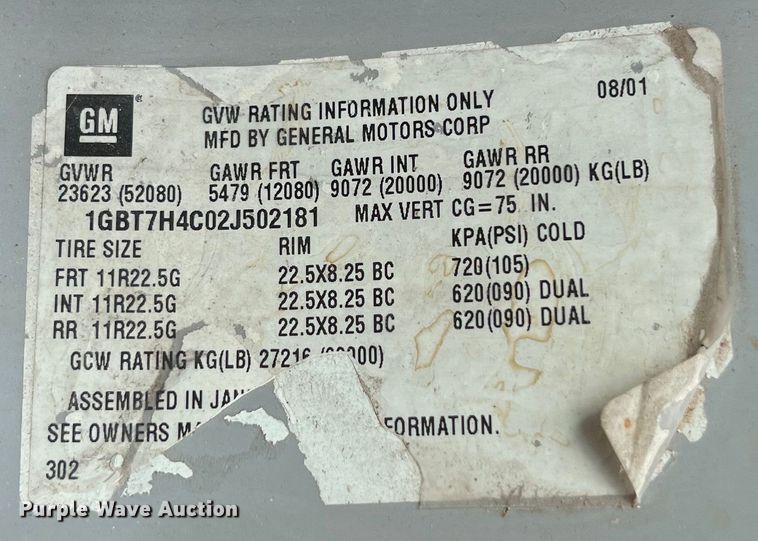 image for item DS3045 2002 Chevrolet C8500 flatbed truck