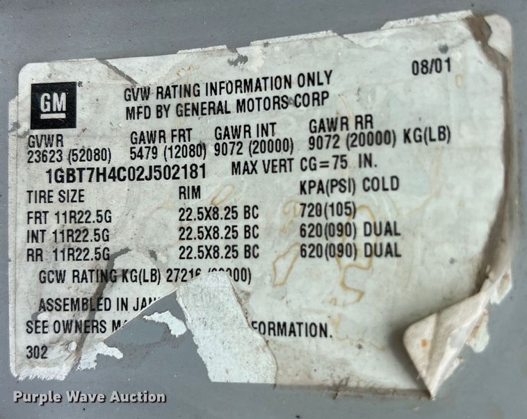 image for item DS3045 2002 Chevrolet C8500 flatbed truck