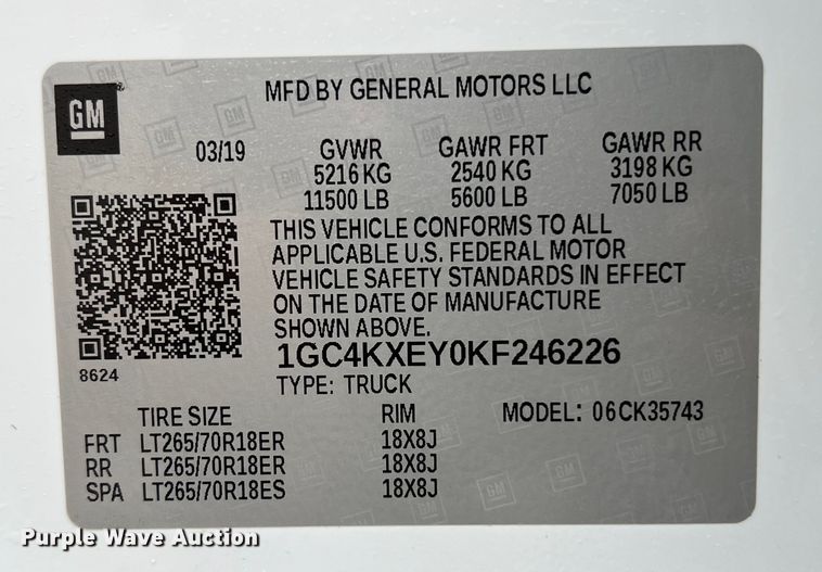 image for item DS3060 2019 Chevrolet  3500HD Crew Cab pickup truck