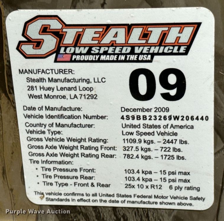 image for item DX0464 2009 Stealth Patriot golf cart