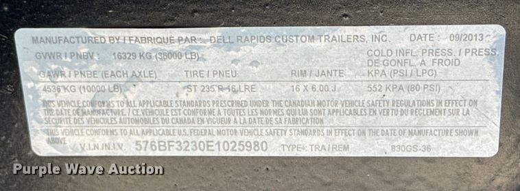 image for item DX0470 2013 Dressen Custom 830GS-36 equipment trailer