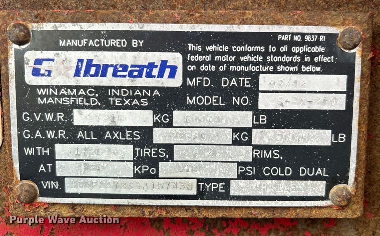 image for item EG1526 2003 Galbreth A5-EX-250 container trailer