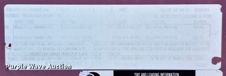 image for item EG1547 2012 Parker Performance  equipment trailer