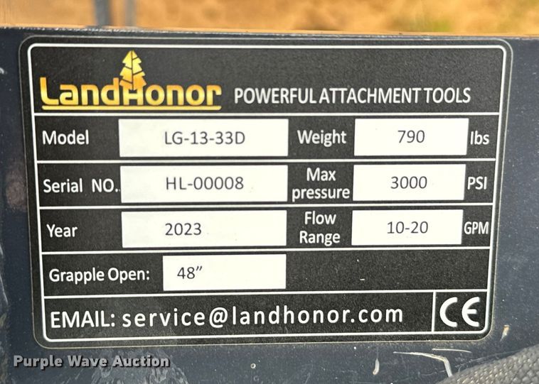 image for item EJ0620 2023 LandHonor LG-13-33D log grapple