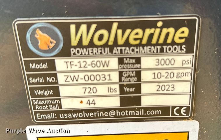 image for item EJ0628 2023 Wolverine TF-12-60W skid steer tree fork 