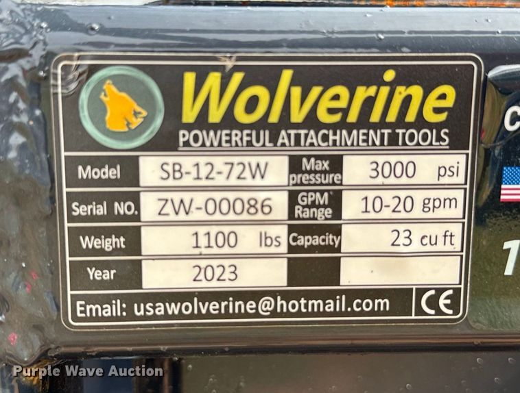 image for item EJ0640 2023 Wolverine SB-12-72W skid steer rock bucket