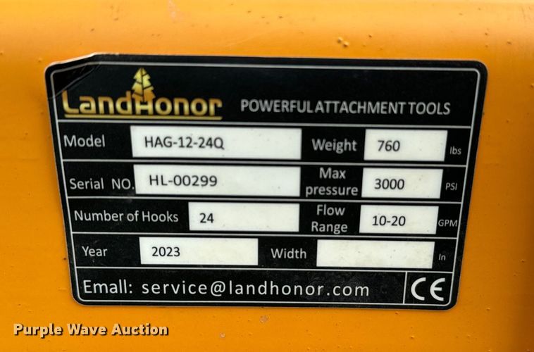 image for item EJ0647 2023 LandHonor HAG-12-24Q skid steer bale accumulator grapple