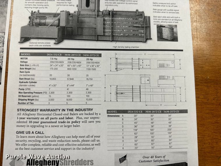 image for item EJ2693 2005 Allegheny baler