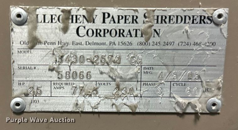 image for item EJ2693 2005 Allegheny baler