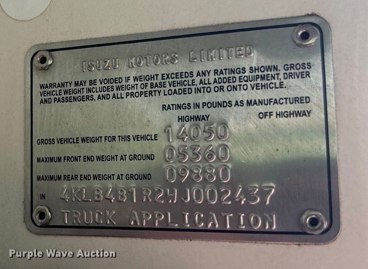 image for item EJ2694 1998 Isuzu NPR flatbed truck