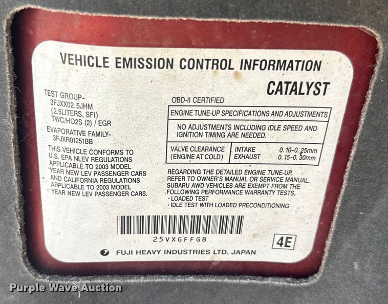 image for item EJ2721 2003 Subaru Baja SUV