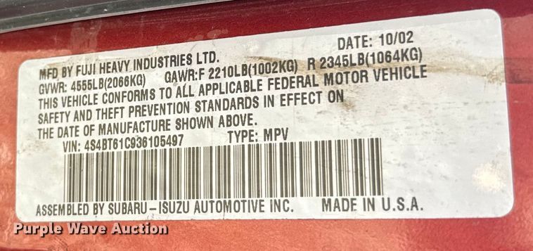image for item EJ2721 2003 Subaru Baja SUV