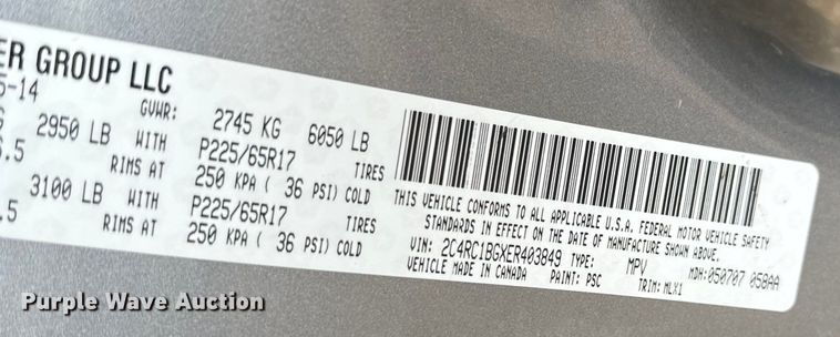 image for item EJ2753 2014 Chrysler Town & Country van