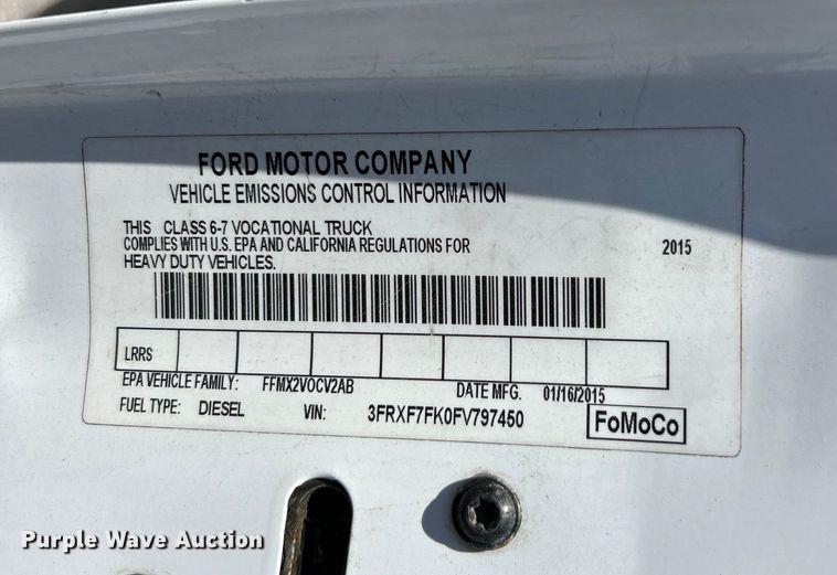 image for item EK4570 2015 Ford F750 Super Duty XL utility / service truck