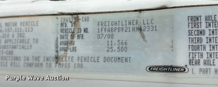 image for item EK4573 2001 Freightliner FL60 rollback truck