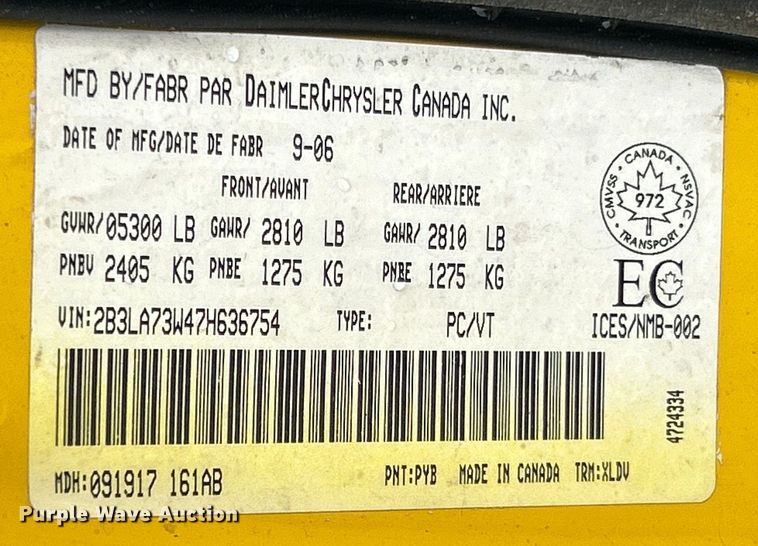 image for item EK4591 2007 Dodge Charger SRT 