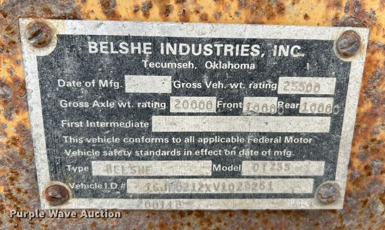 image for item EK4602 1997 Belshe DT255 equipment trailer