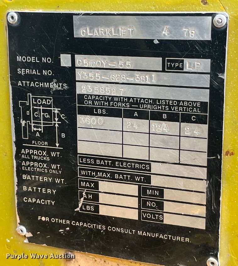 image for item EK8507 Clark C500Y-55 forklift