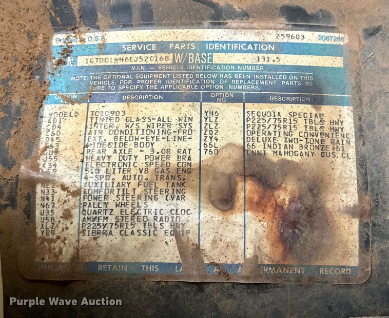 image for item JT9050 1984 GMC Sierra C1500 pickup truck