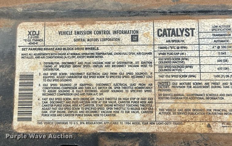 image for item JT9050 1984 GMC Sierra C1500 pickup truck