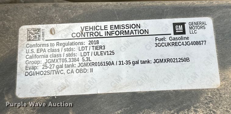 image for item JT9052 2018 Chevrolet Silverado 1500 Crew Cab pickup truck