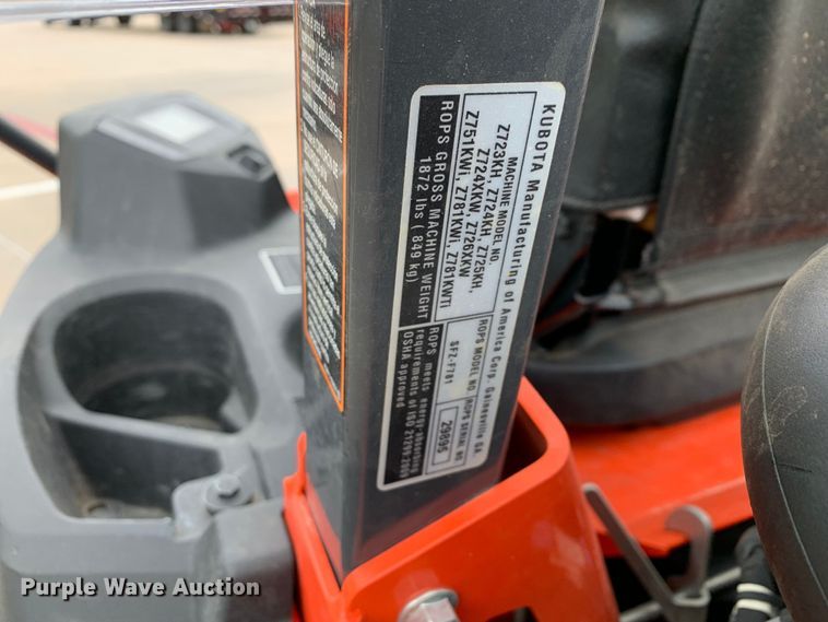 image for item KX9995 2022 Kubota Z781i ZTR lawn mower