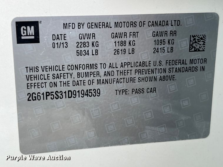 image for item LD9519 2013 Cadillac  XTS 