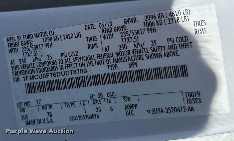 image for item LR9327 2013 Ford Escape  SUV