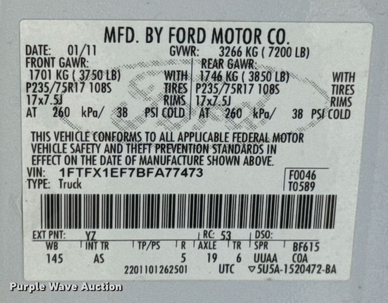 image for item ND9324 2011 Ford F150 XL SuperCab pickup truck