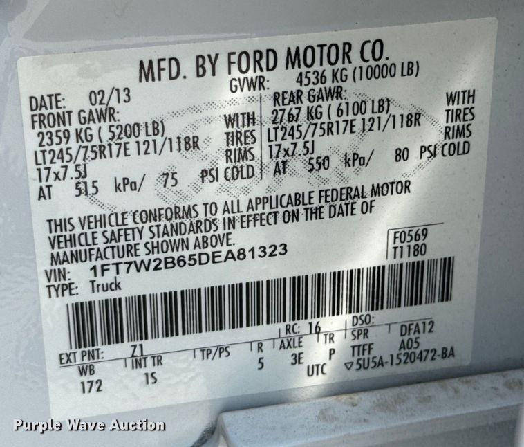 image for item ND9358 2013 Ford F250 Super Duty Crew Cab pickup truck