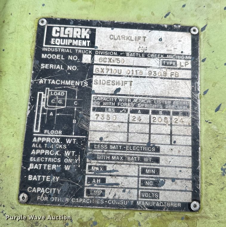 image for item NL9762 Clark GCX50 forklift