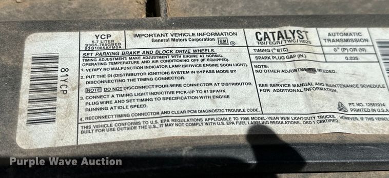 image for item NL9812 1995 Chevrolet  Silverado K1500 Ext. Cab pickup truck